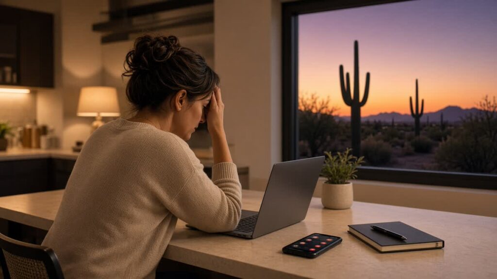 Arizona HOA board member working late at night